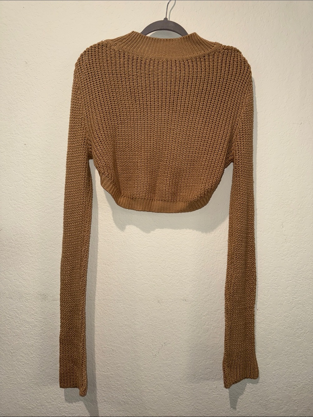 Cropped Lightweight Brown Knit Sweater